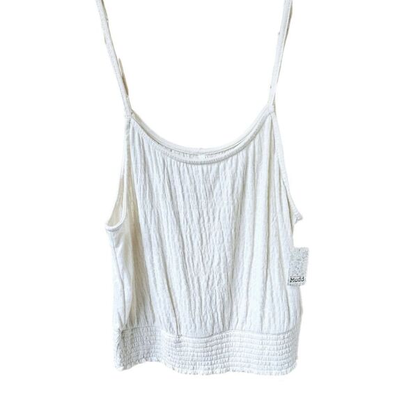 MUDD Women's Cream colored Soft Smocked bottom Tank Top - Picture 8 of 12